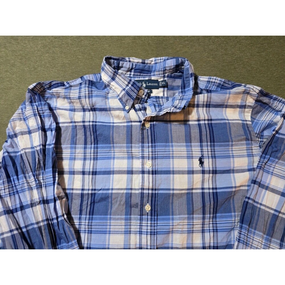 Ralph Lauren Classic Fit Long Sleeve Mens Xl Button Down Plaid Lightweight Shirt